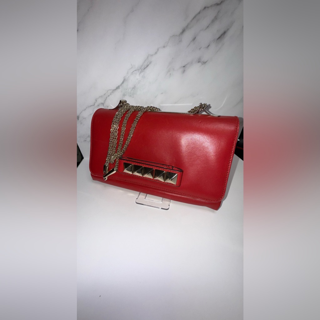 Valentino Garavani Red Rockstud Chain Shoulder Bag / Clutch